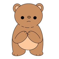 Sad bear pencil color illustration