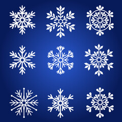 Fototapeta na wymiar Set of beautiful snowflakes for cards, social media templates, decoraiton.