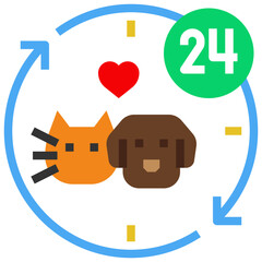 24 hours flat icon,linear,outline,graphic,illustration