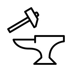 Blacksmith flat line icon. Metal work sign. Outline sign for mobile concept and web design, store.