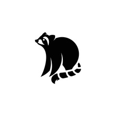 Raccoon cute logo icon design vector illustration.