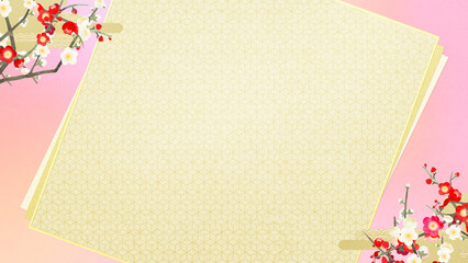 Japanese background with plum blossoms