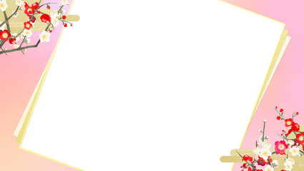 Japanese background with plum blossoms