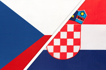Fototapeta na wymiar Czech Republic and Croatia, symbol of country. Czechia vs Croatian national flags.