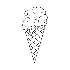 Ice cream tattoo in y2k, 1990s, 2000s style. Emo goth element design. Old school tattoo. Vector illustration