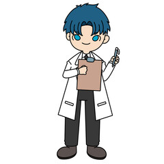 Doctor with Patient's personal history color illustration.