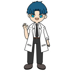 Happy doctor color illustration.