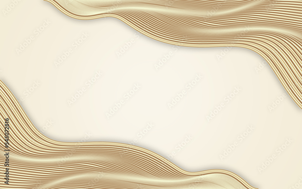 Poster 3d render waveform flowing gold abstract line texture border texture texture