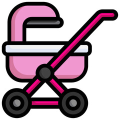 baby stroller line icon,linear,outline,graphic,illustration