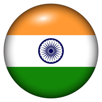 indian flag badge illustration. 3d effect circle icon for india flag