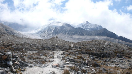 Fototapeta na wymiar Andes Mountain Peak Bolivia Huayana Potosy summit
