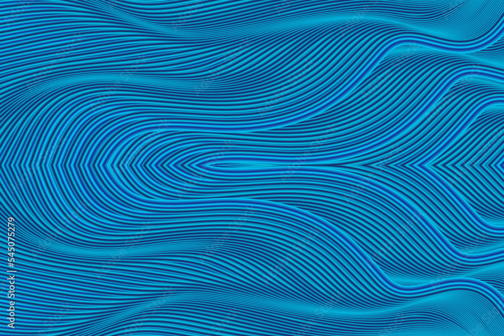 Poster 3d rendering of wavy blue abstract lines textured textured poster background