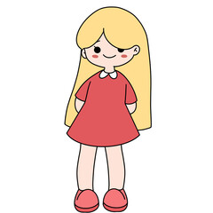 Girl in love pencil color illustration