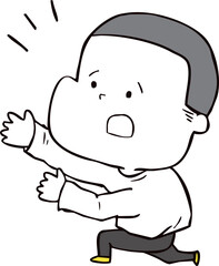 右手側に注目を集める男