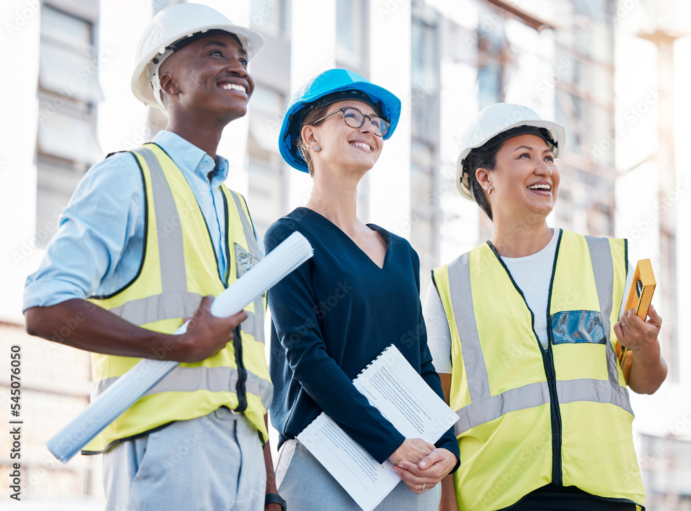 Aufkleber architect, engineer and happy with building development, strategy and teamwork for property success 