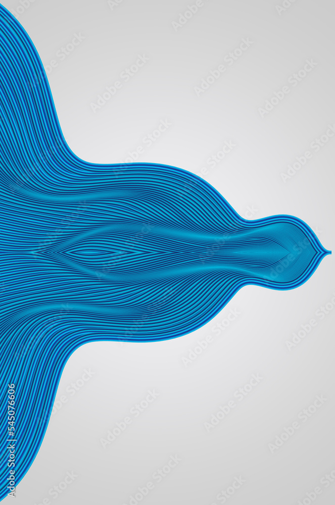Poster 3d rendering of wavy blue abstract line texture texture background