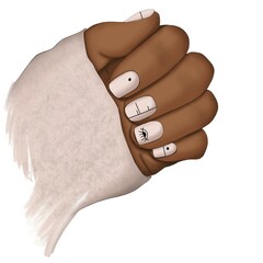 Woman Afro Hand Isolated On A White Background Hand Drawn Illustration	