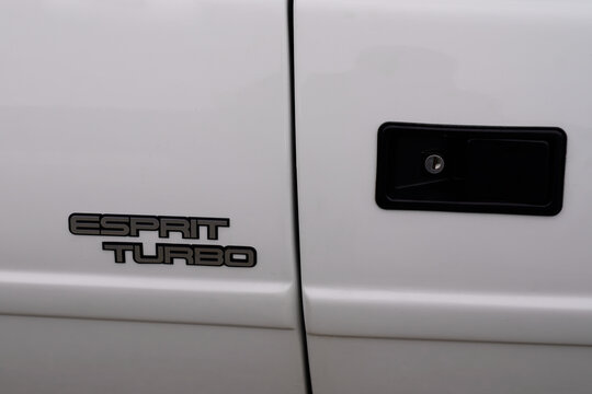 lotus esprit turbo car close-up detail logo brand and text sign