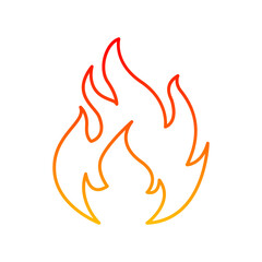 Fire, flame. Red flame in abstract style on white background. Flat fire. Modern art isolated graphic. Fire sign. Vector Illustration