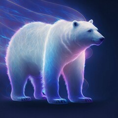 Fototapeta premium Polar Bear Animal Patronus Glowing Spirit Animal Apparition Patronus in Glowing UV on a Black Background | Created Using Midjourney and Photoshop