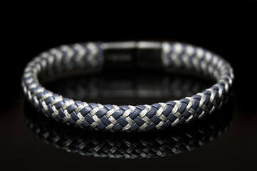 Woven leather bracelet on a dark background