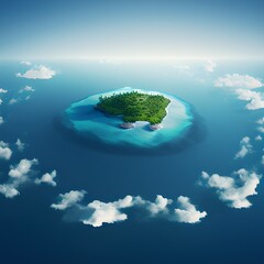 Fototapeta premium A beautiful tropical island with some fantasy elements. Perfect for games, advertising, cards, tourism, travel. 