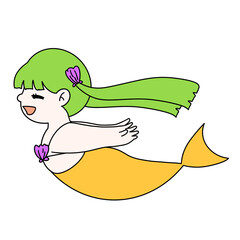 Mermaid Swimming color illustration.