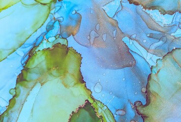 Obraz premium Ink Wash Pastel. Art Effect Grunge Print. Sea