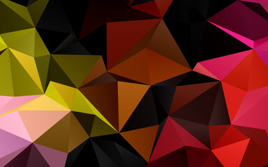 Light Red, Yellow vector polygonal background.