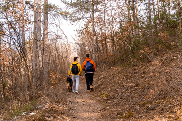 Obraz premium Walking with the dog togeher