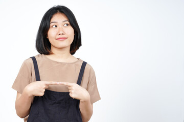 Fototapeta premium Thinking and Curious gesture Of Beautiful Asian Woman Isolated On White Background