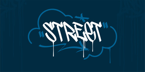 Hip Hop Hand Written Urban Art Style Word Street Vector Illustration Template - obrazy, fototapety, plakaty