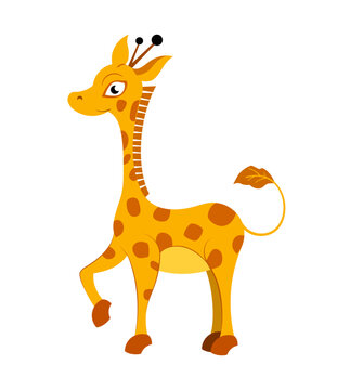 Сute baby giraffe character. Flat vector cartoon illustration. Funny wild animal isolated on white background.

