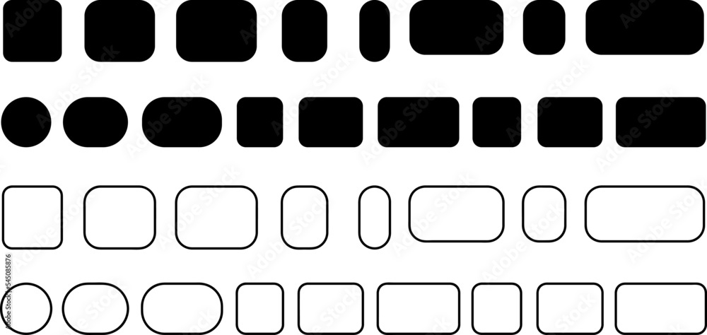 Poster set of geometric shapes quadrangle, circle icons collection rounded shep icon on white background..e