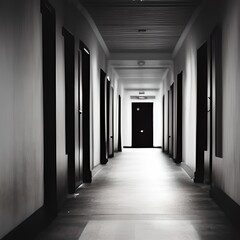 Monochrome Photo Of Dark Hallway 