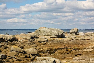 View of the sea on the coast of Brittany near Pont-l'Abbé
