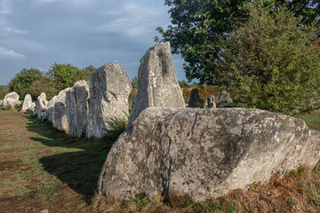 Alignment of Kerzerho - archaeological site with menhirs rows - located about 8 km northwest of...