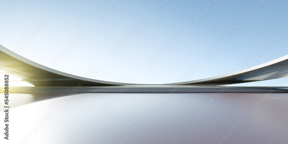 Aufkleber 3d render of abstract futuristic architecture with concrete floor.