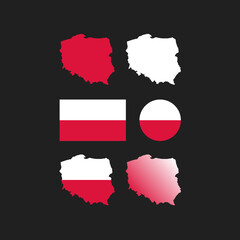 Poland map, flag and national elements set....