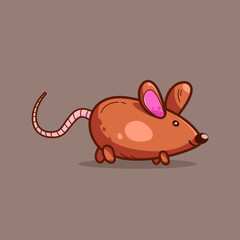 Cute brown mouse cartoon illustration