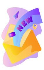 an envelope with new notifications from social networks and news