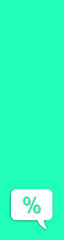 Aquamarine percent sign on white message board. Interest withdrawal signal. Discount notifications. Message on a Aquamarine background. Vertical banner for insertion into site. 3D image. 3D rendering.