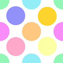 Vector seamless pattern of green, blue, yellow and pink bubbles on white background. Perfect for printing and wrapping