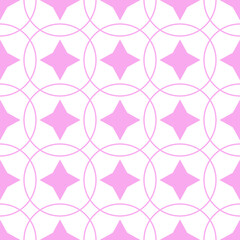 Naklejka premium Vector seamless pattern of pink rings and stars for wallpapers, wrapping, fabric, textile