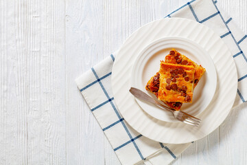 pumpkin chocolate chips sheet cake, top view