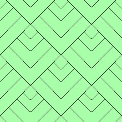 Geometrical vector seamless pattern of line elements and triangles on green background. Perfect for printing on textile, wallpapers, fabric, clothing, postcard