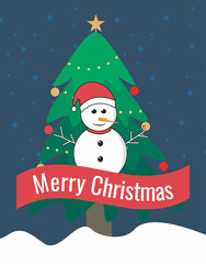 christmas card with snowman