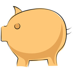 Piggy Bank Hand Drawn Sketchy Vector Icon
