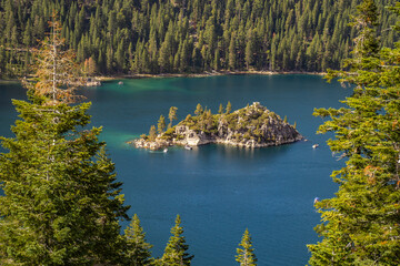 Scenic view of Emerald Bay, Lake Tahoe.