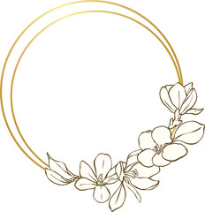 Golden line art flower frame 8